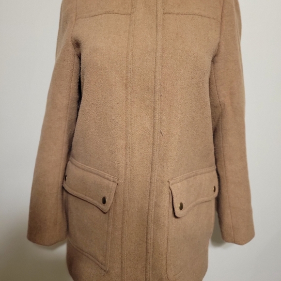 J Crew Mercantile Wool Coat Tan Pocket Size 4. DayCoat OverCoat TrenchCoat - Picture 2 of 7